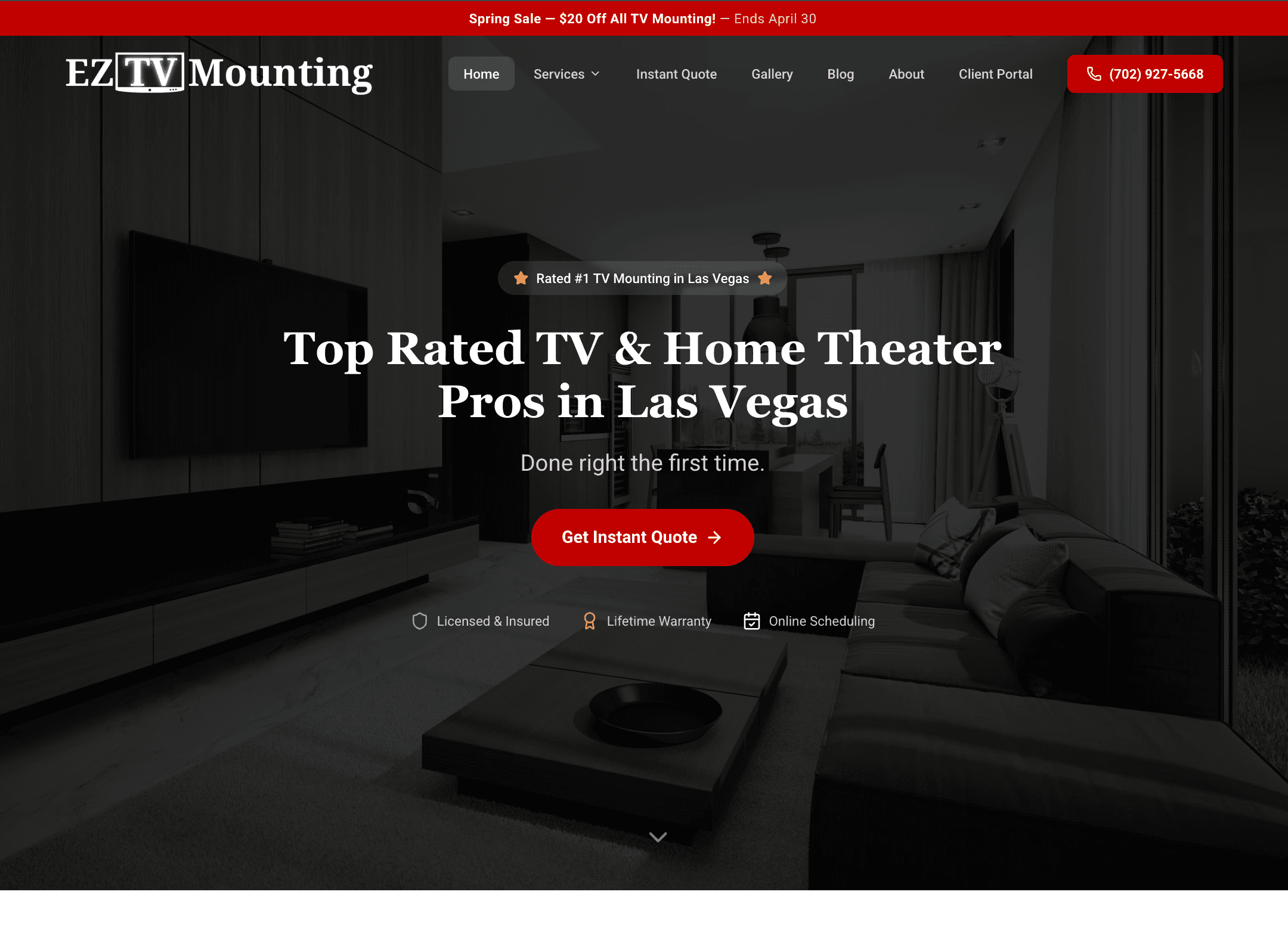 EZ TV Mounting website — Las Vegas TV installation